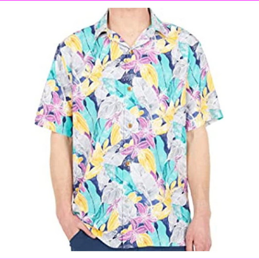 $138 Tommy Bahama Ibiza Beach Silk Camp Shirt Color, Kingdom Blue, M
